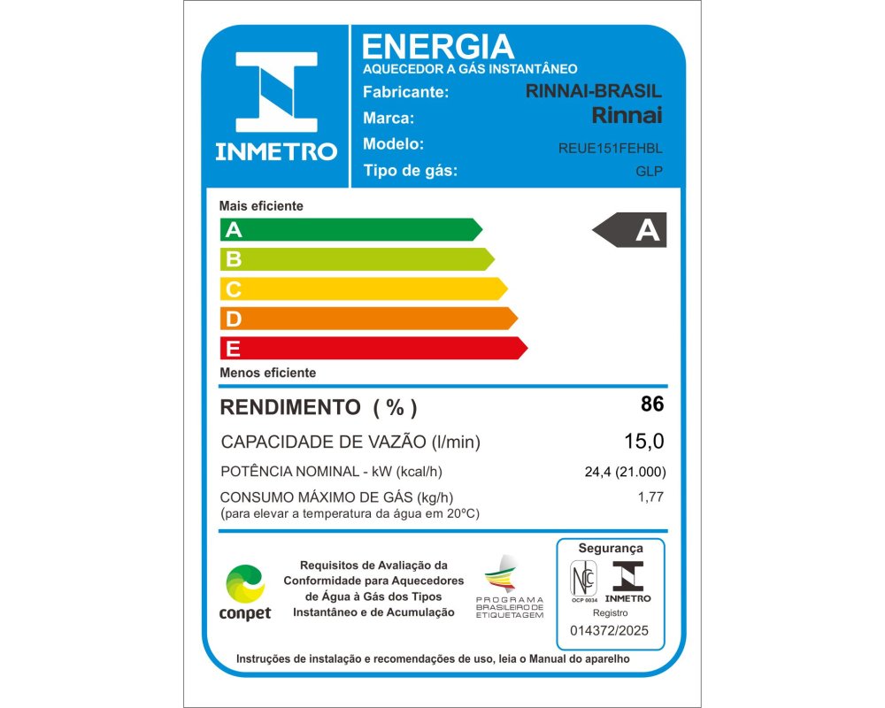 Aquecedor a gás E15 GLP