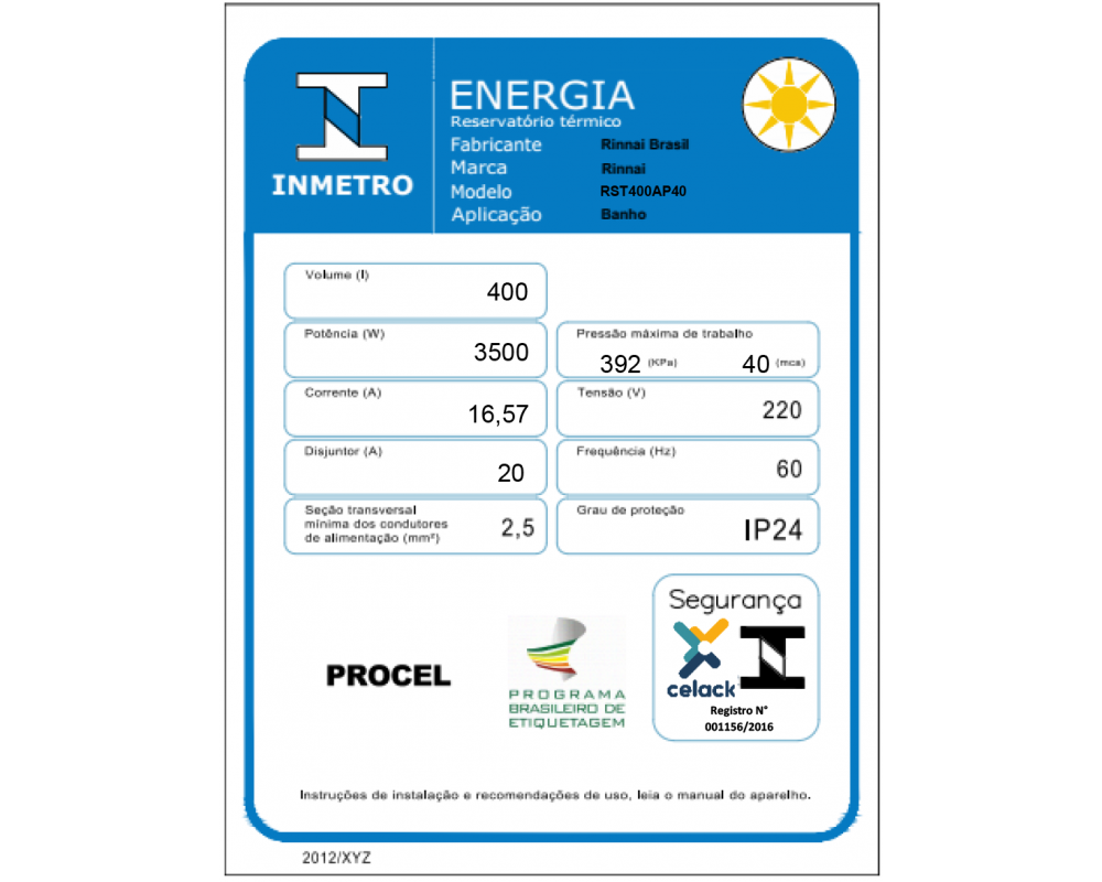 Aquecedor a Gás Reservatórios Termossolares Alta Pressão